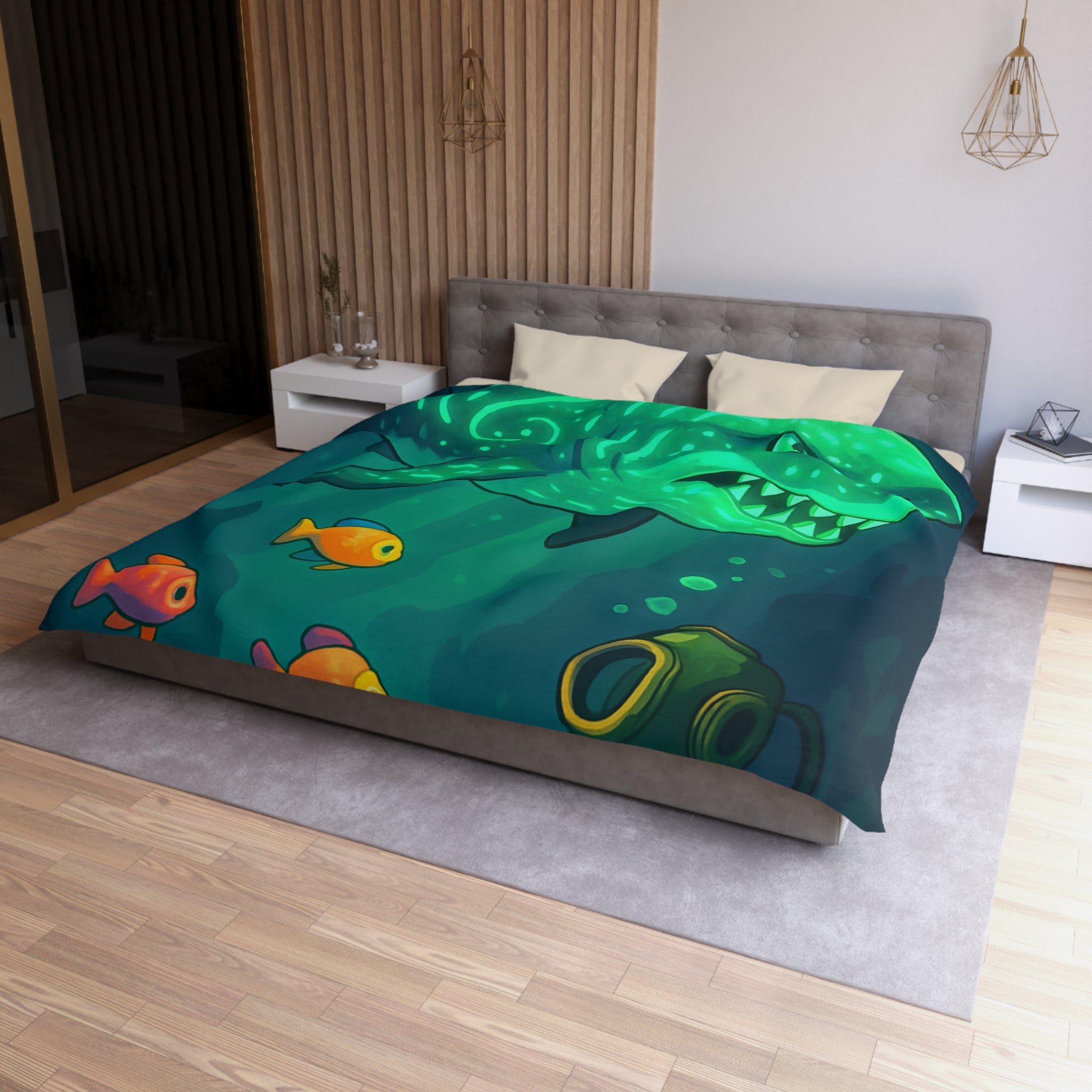 Housse de Couette Microfibre Illustration Unique Design Moderne Décoration Intérieure Raffinée