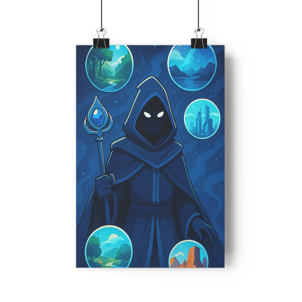 Poster décoratif fantasy cartoon bleu mystique art magique personnage salon chambre tendance captivant qualité