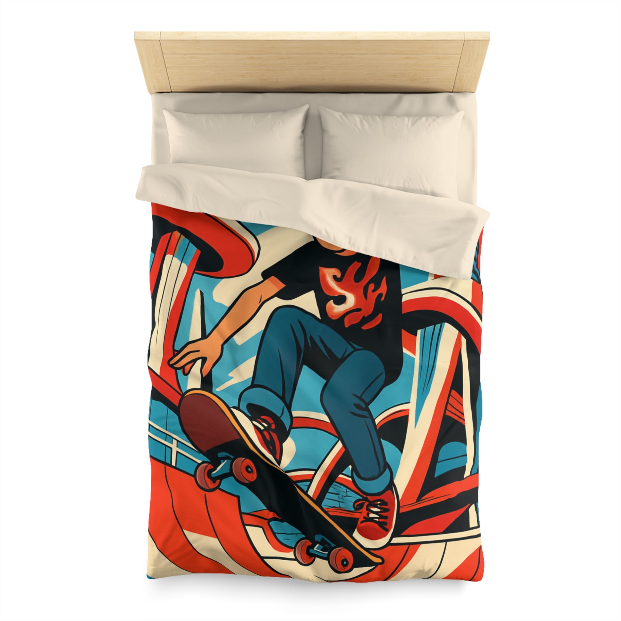 Housse de Couette Microfibre Motif Créatif Original Style Contemporain Chambre Élégante