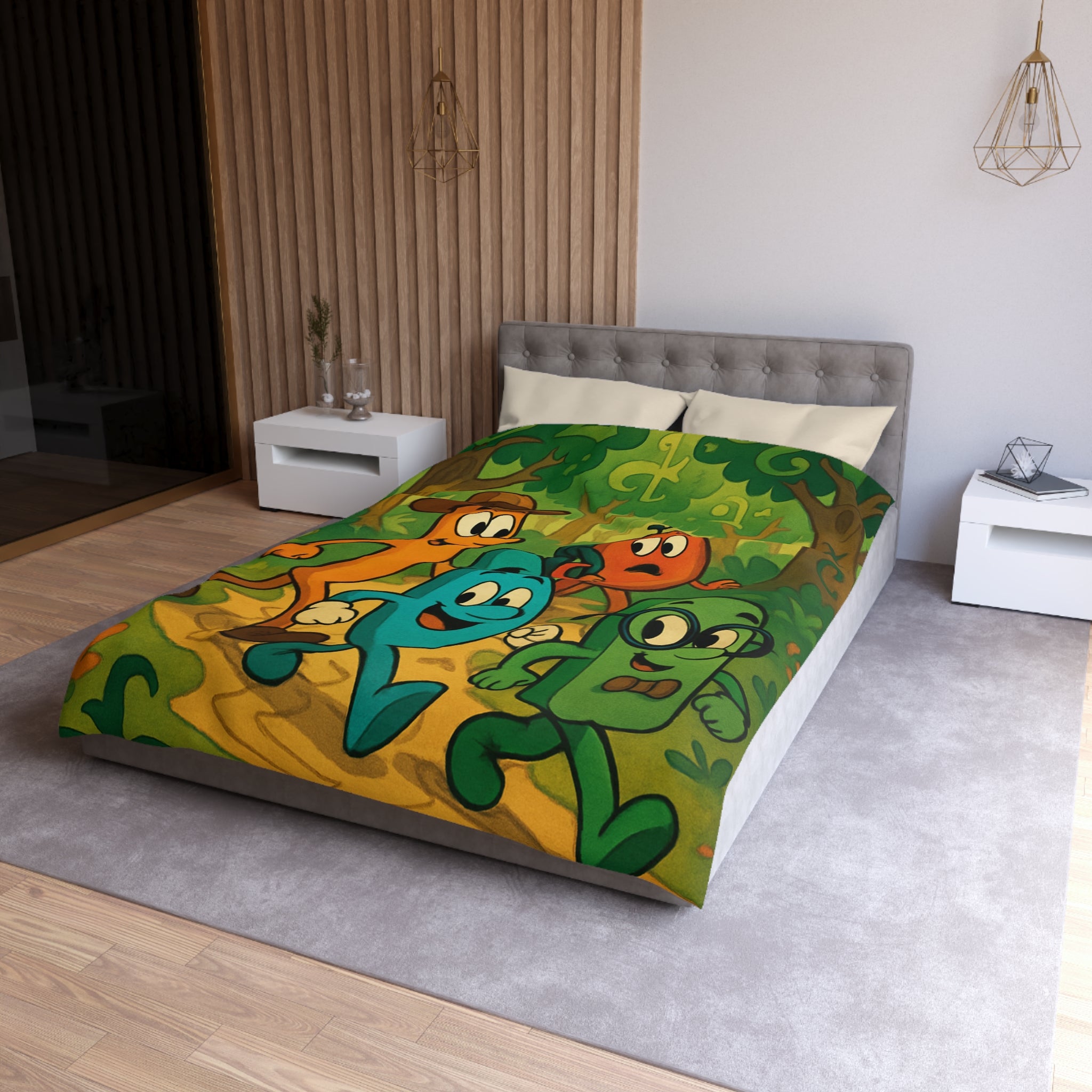 Housse de Couette Microfibre Motif Créatif Original Style Contemporain Chambre Élégante