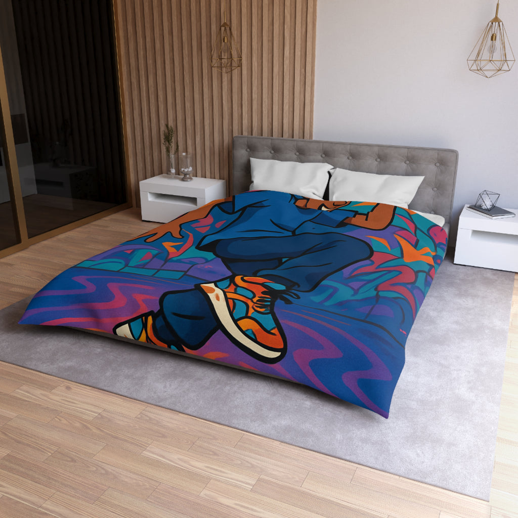 Housse de couette vibrante danseur street art moderne pour chambre adolescente colorée