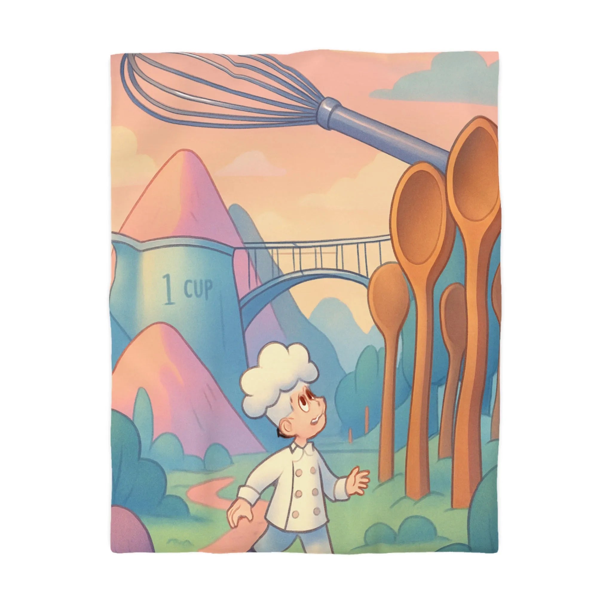 Housse de couette fantaisie chefs rêveurs et paysages de cuisine magiques pour enfants