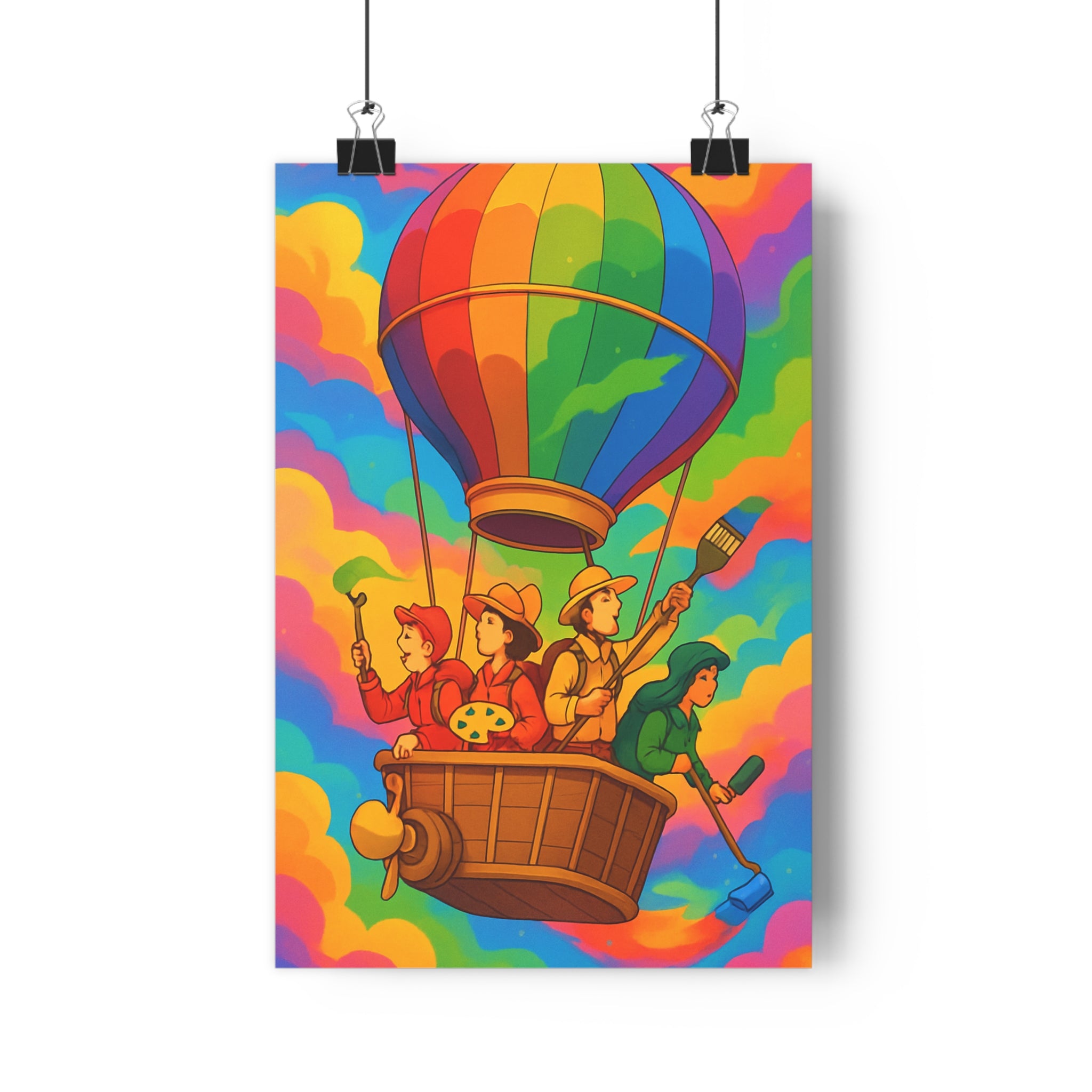 Poster décoratif aventure arcenciel cartoon steampunk joyeux salon chambre enfant format vibrant couleurs qualité