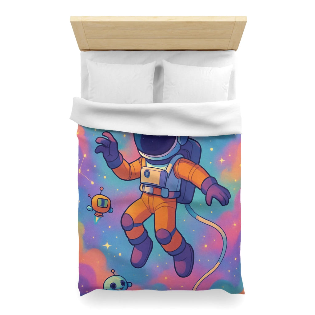 Housse de couette colorée spatiale avec astronaute, planètes et robots ludiques pour enfants