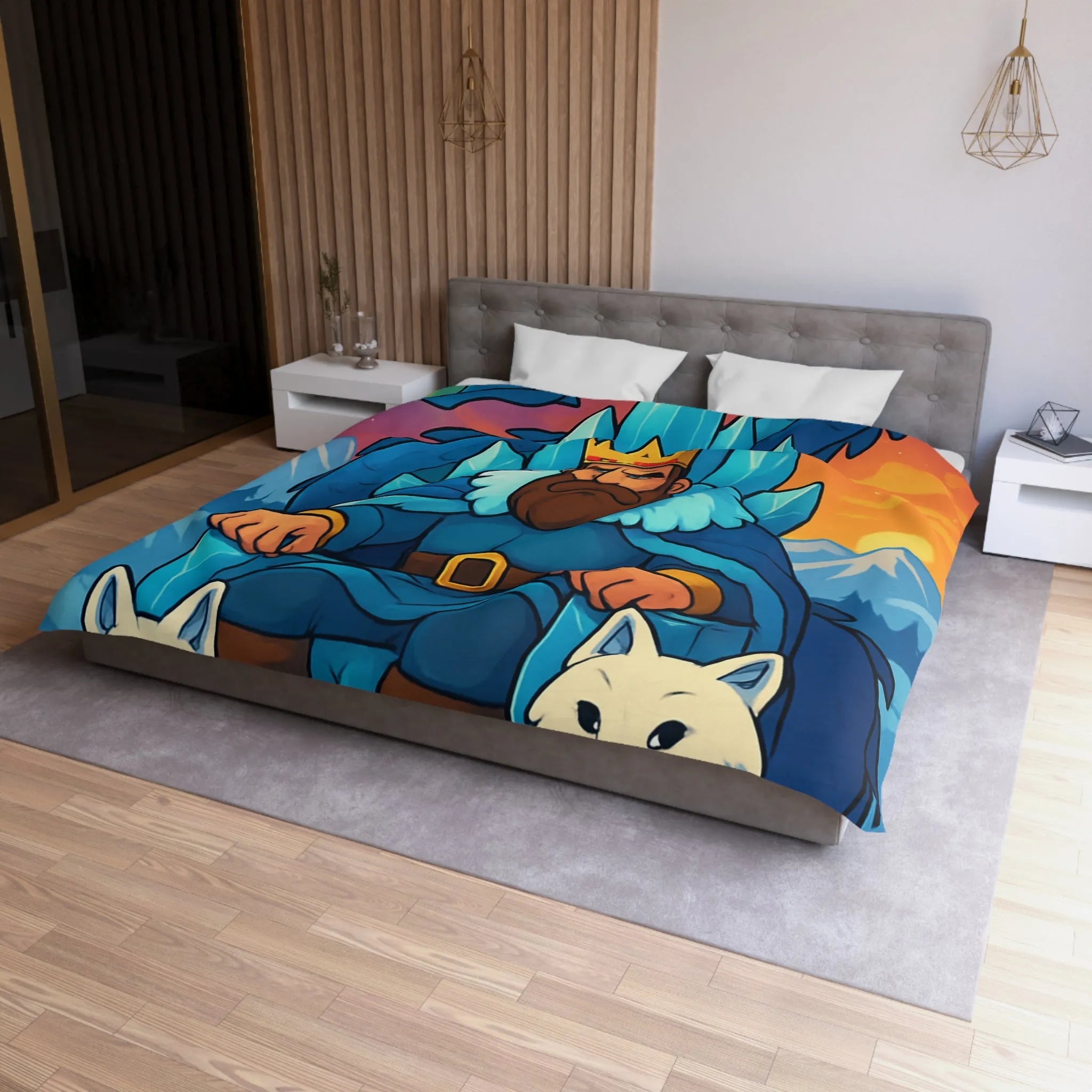 Housse de Couette Microfibre Art Graphique Contemporain Style Décoratif Chambre Tendance