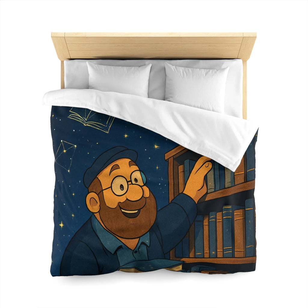 Housse de couette étoiles et livres, ambiance magique pour rêveurs passionnés de lecture