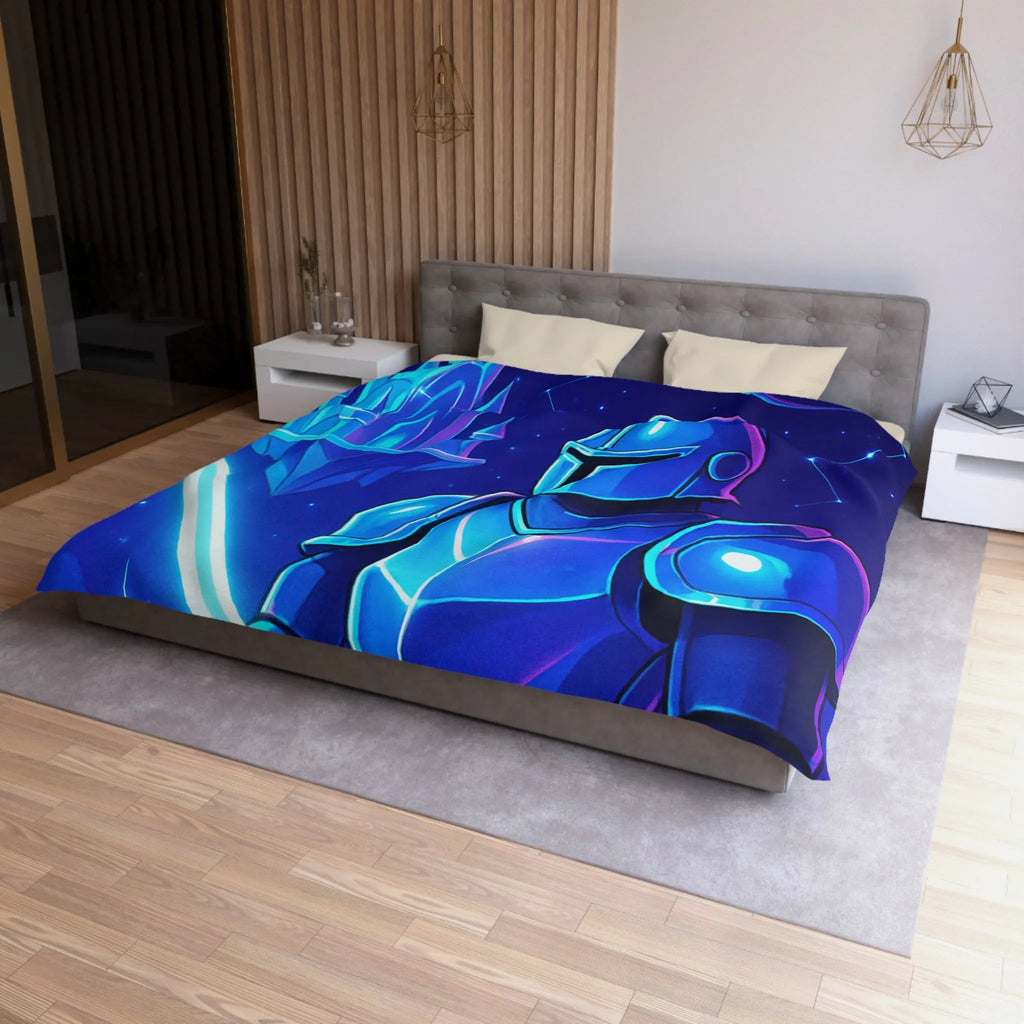 Housse de couette fantastique avec chevalier et dragon, ambiance médiévale et couleurs vives