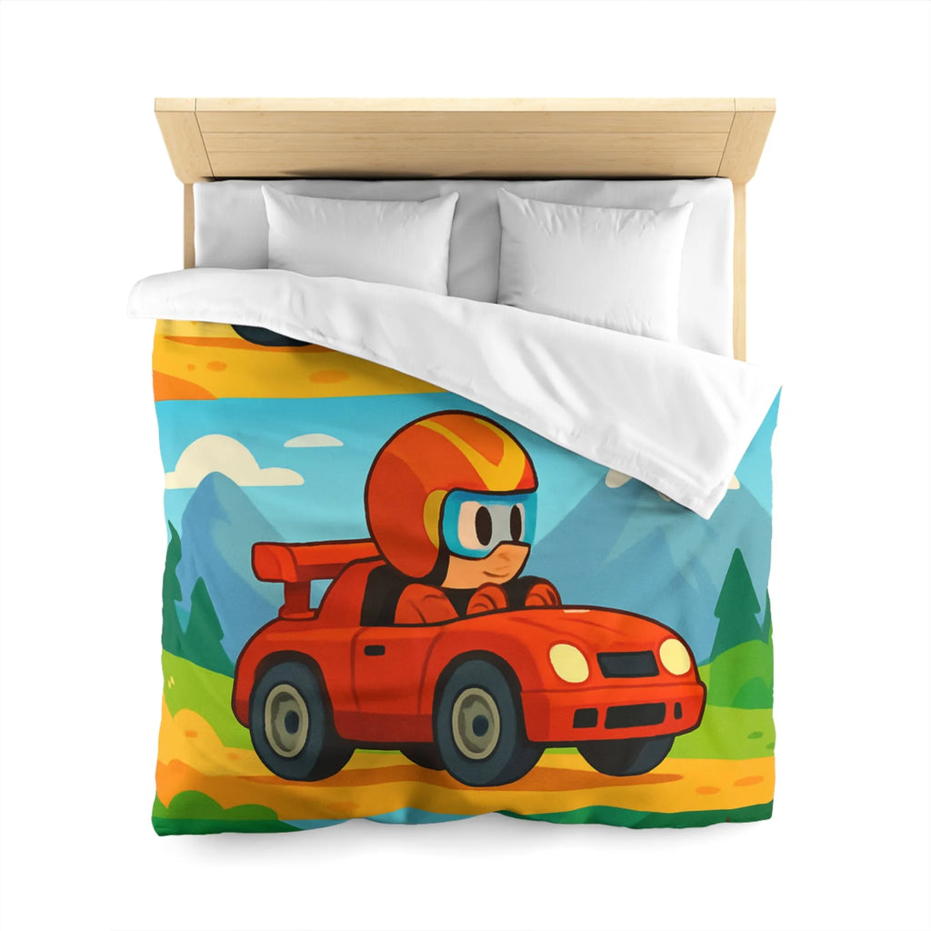 Housse de couette colorée avec motifs de voitures et paysages pour chambre d'enfant
