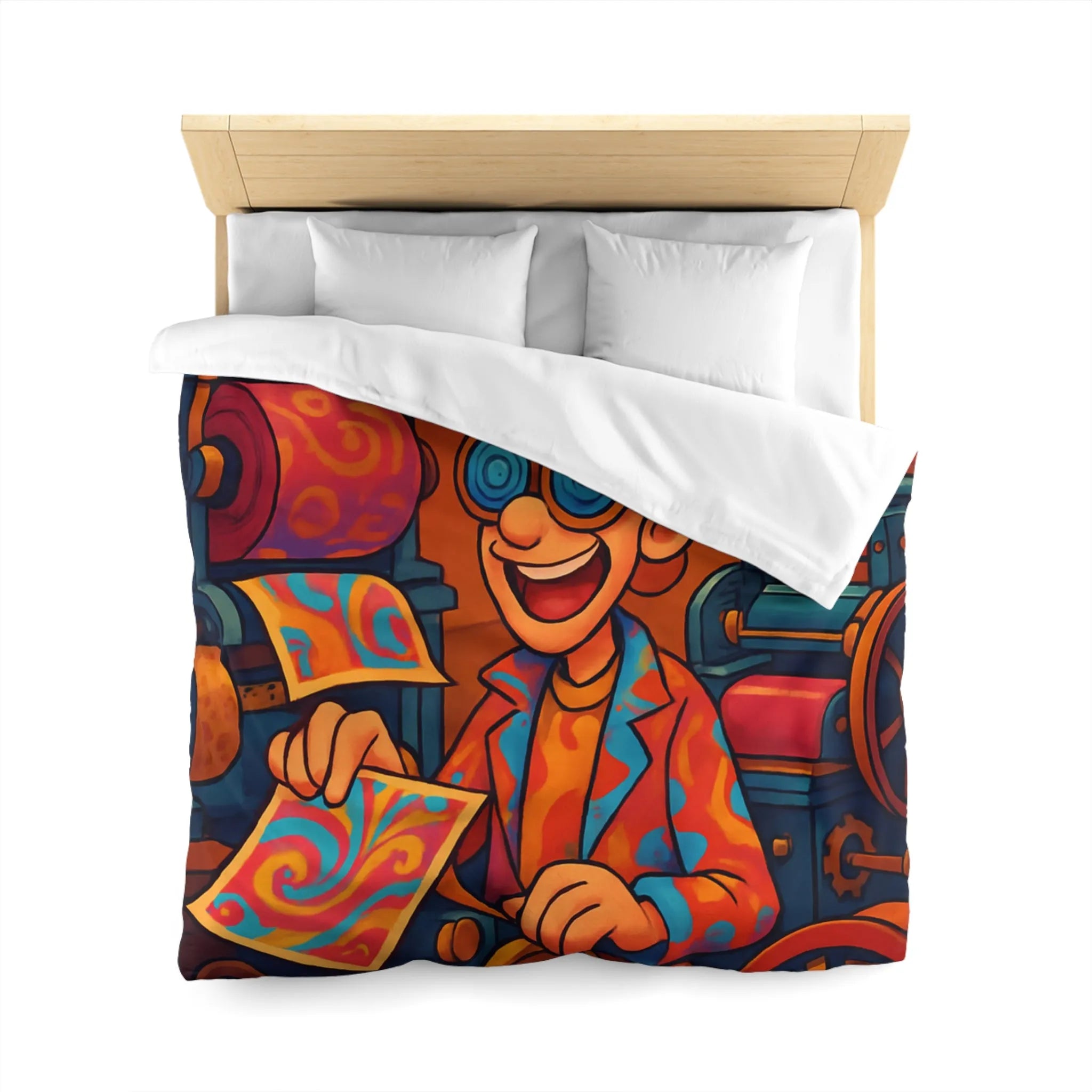 Housse de Couette Artistique avec Motifs Tourbillonnants et Couleurs Vives Pour Ambiance Ludique