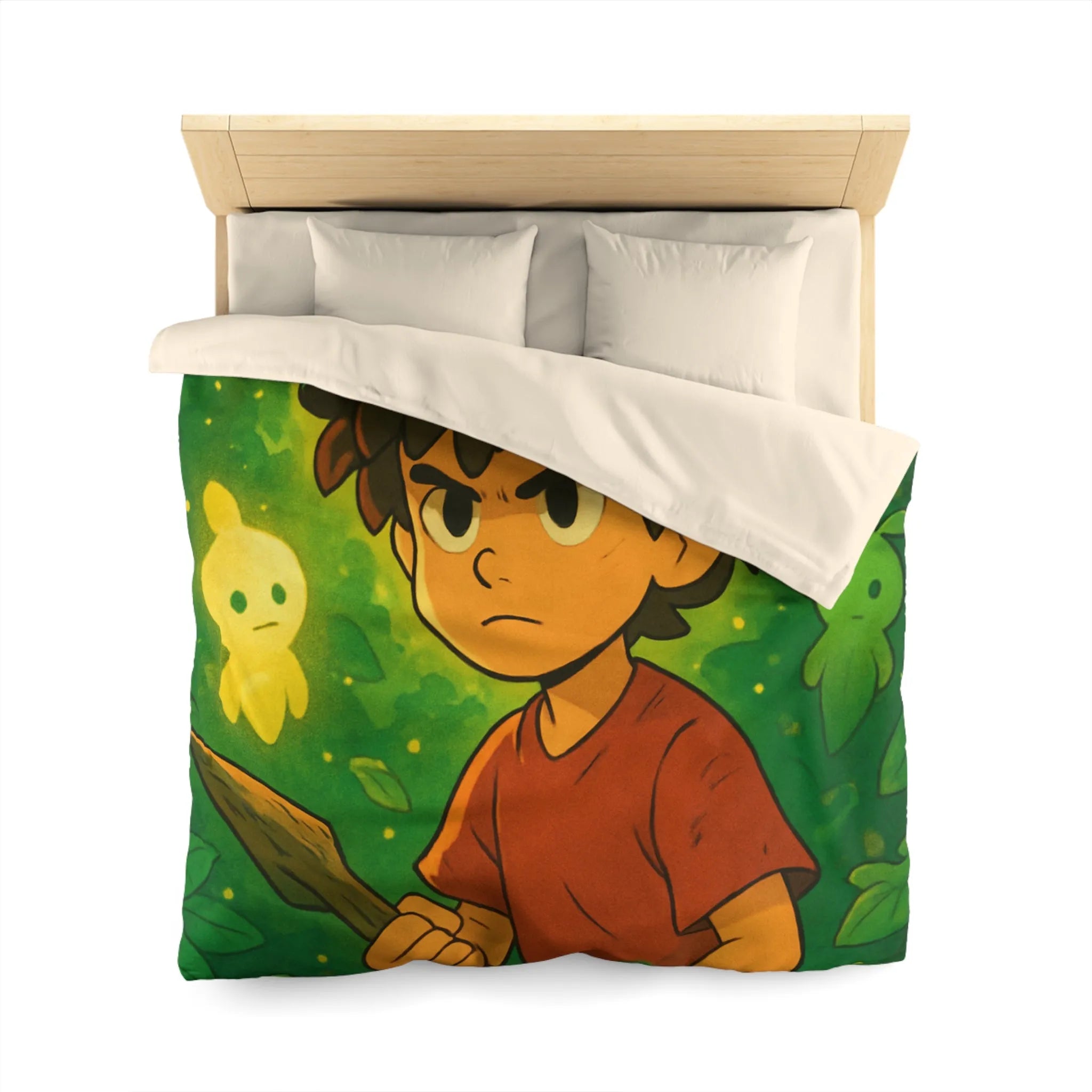 Housse de Couette Forêt Enchantée Enfant avec Créatures Lumineuses et Thème Aventure