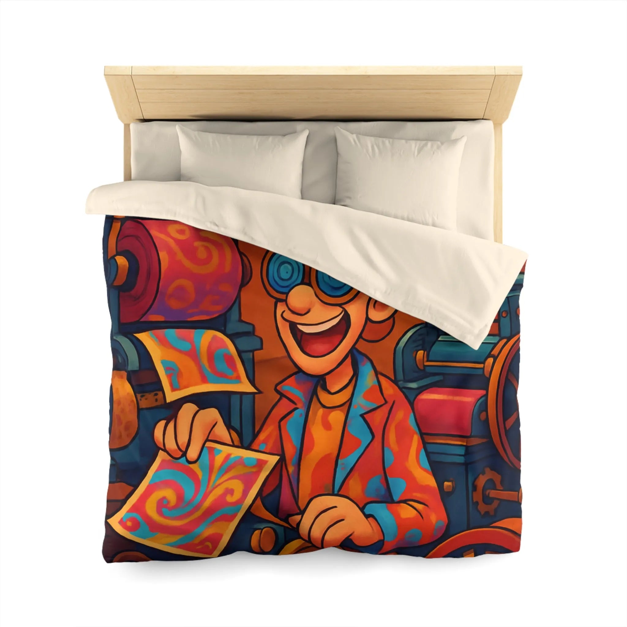 Housse de Couette Artistique avec Motifs Tourbillonnants et Couleurs Vives Pour Ambiance Ludique