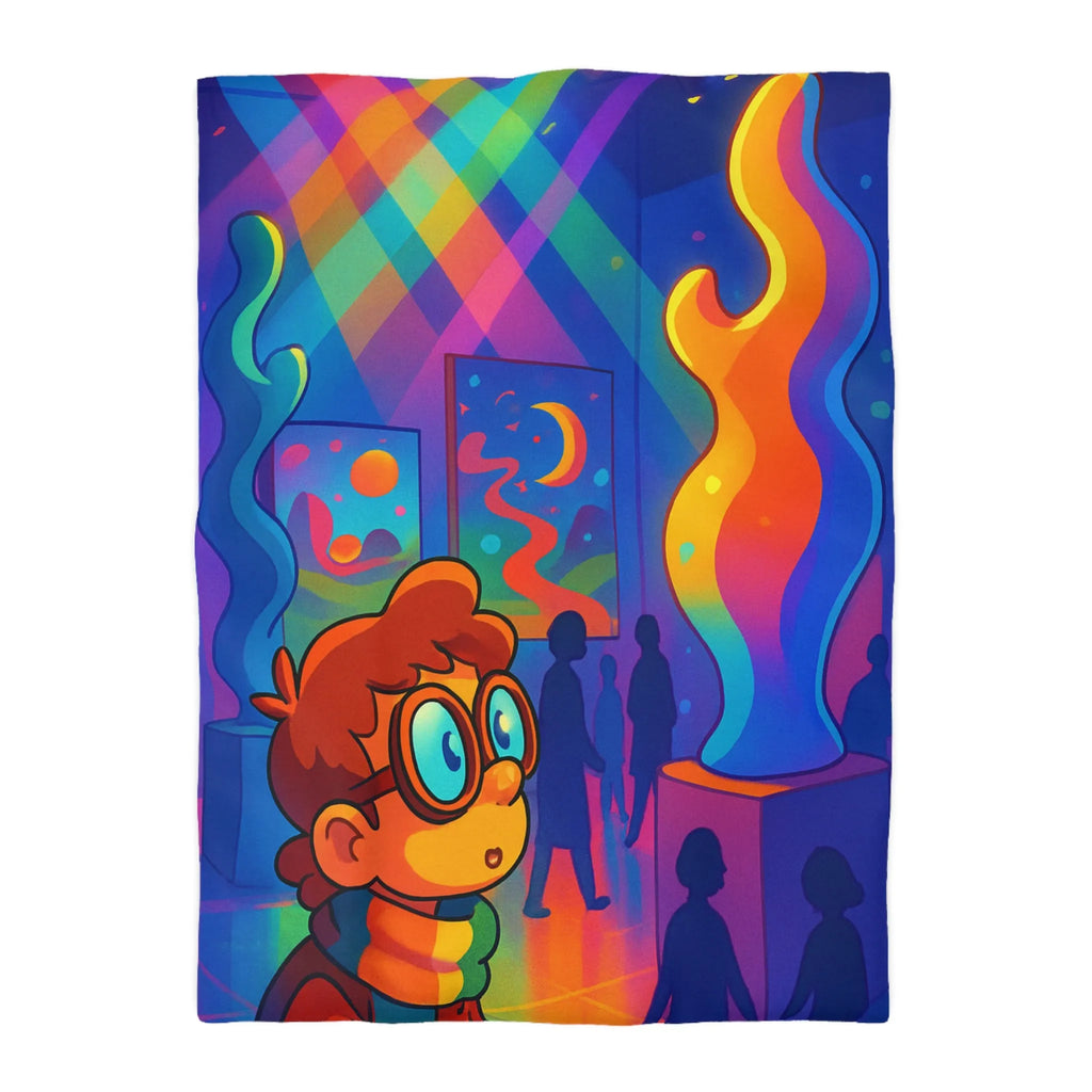 Housse de Couette Colorée Inspirée d'une Galerie d'Art Moderne avec Lumières Vives