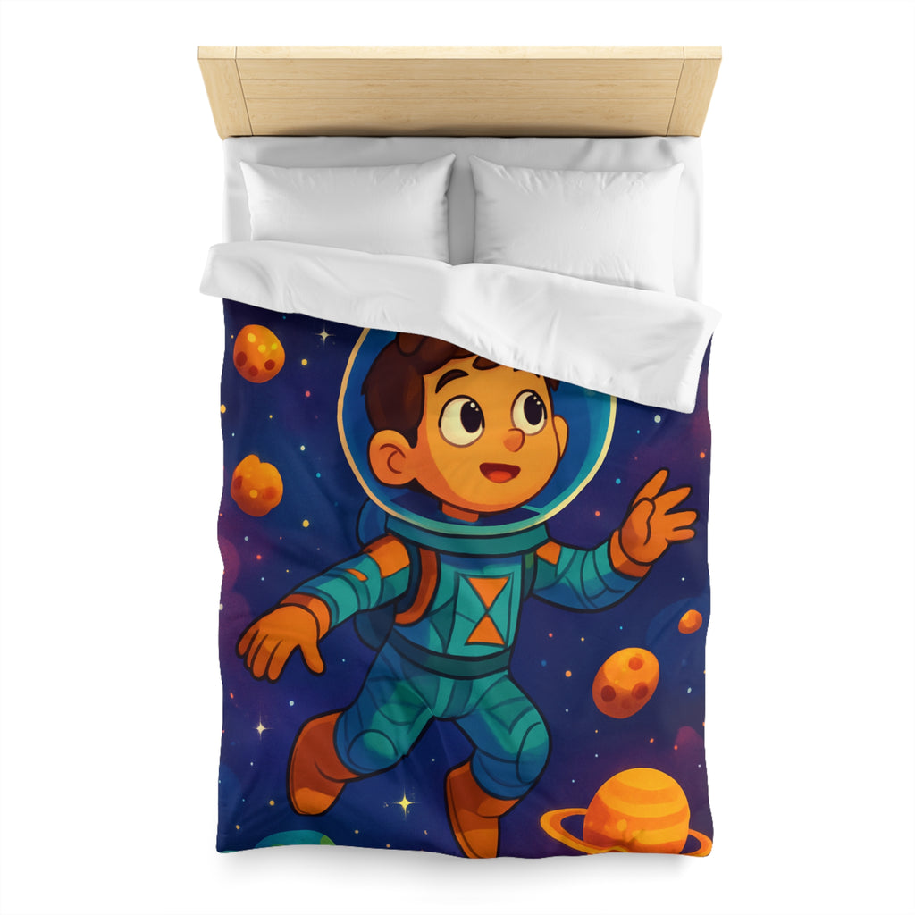 Housse de couette spatiale pour enfants avec planète, étoile, comète et astronaute adorable