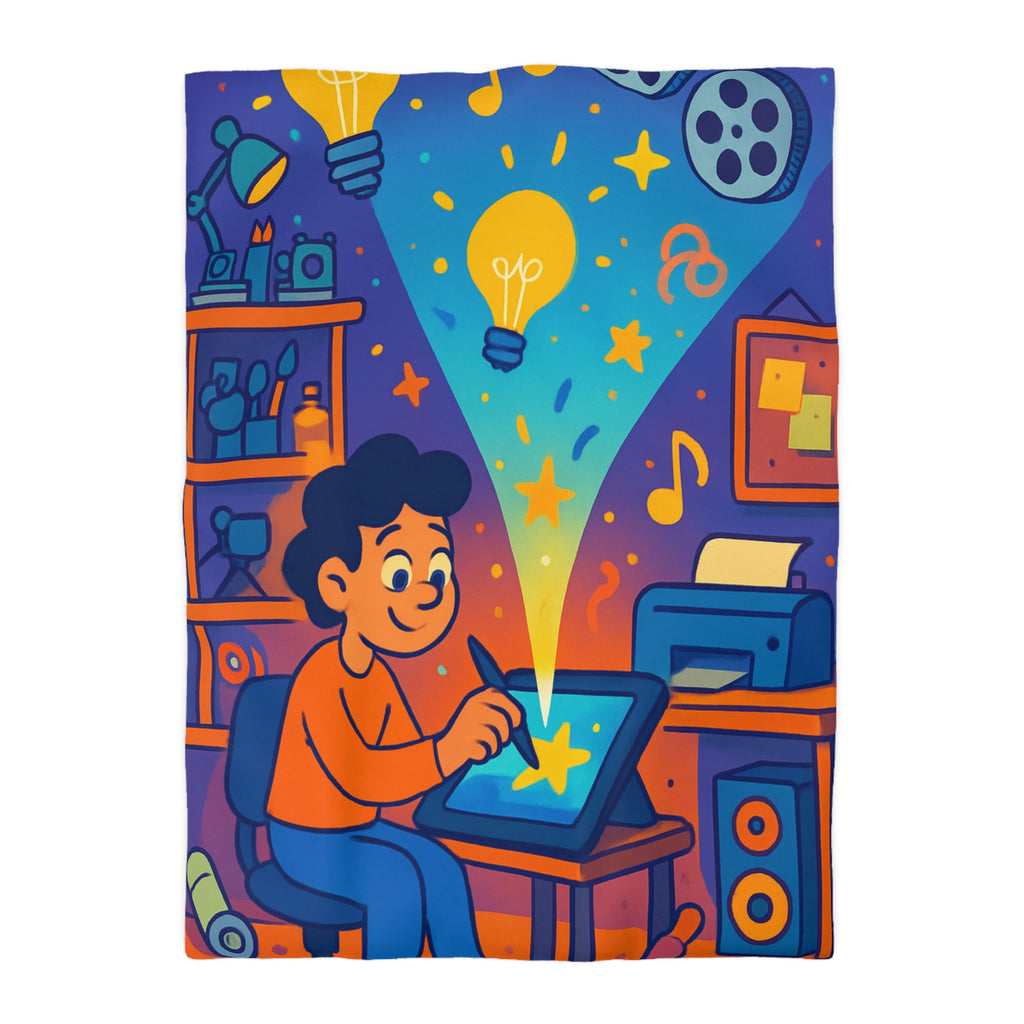 Housse de couette vibrante pour passionnés d'art numérique et créativité éclatante