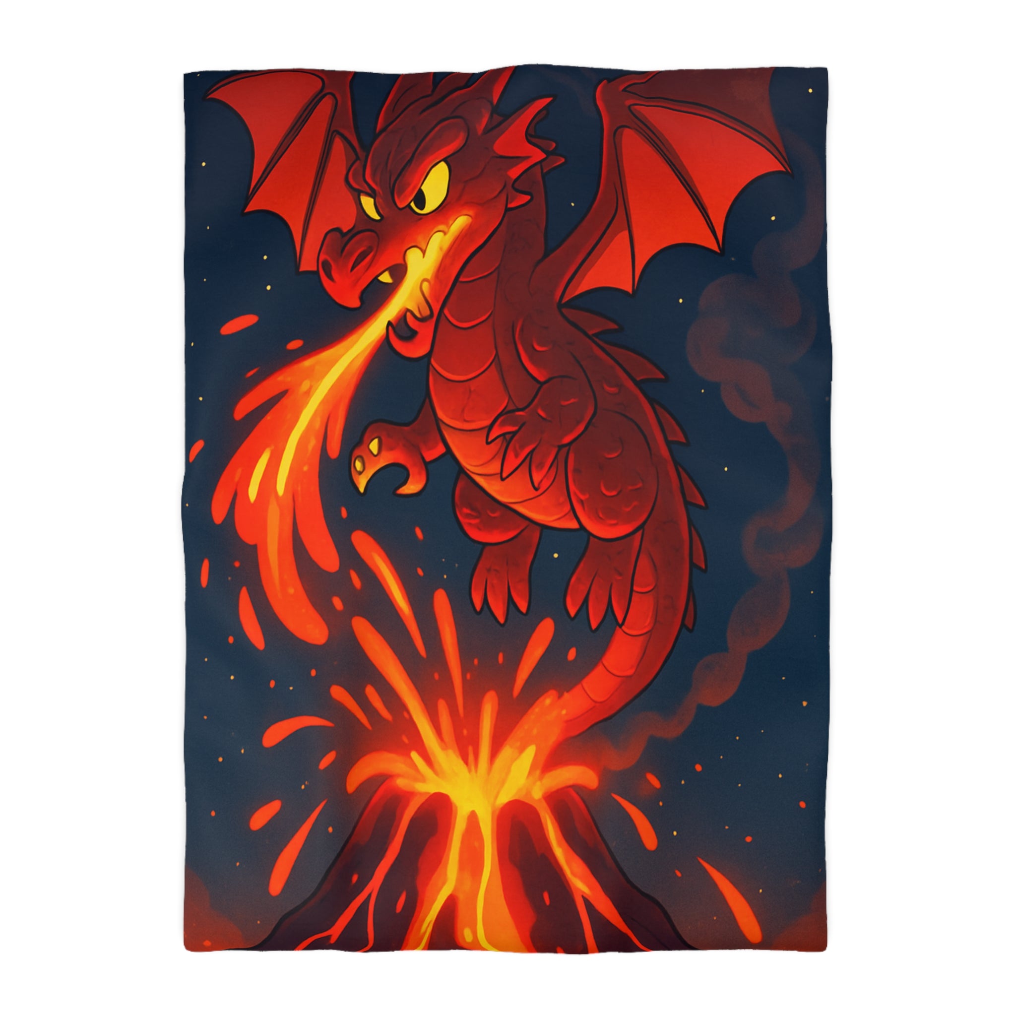 Intense Housse Dragon Rouge Feu Volcanique Ambiance Nocturne Idéale pour Chambre Fantasy