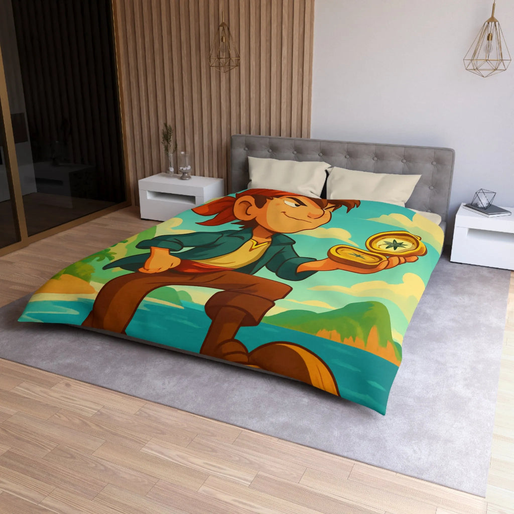 Aventurier intrépide sur un bateau avec une boussole en quête de trésors maritimes