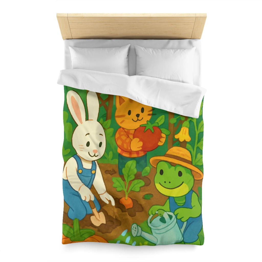 Housse de couette enfant avec animaux adorables jardiniers pour chambre thématique colorée