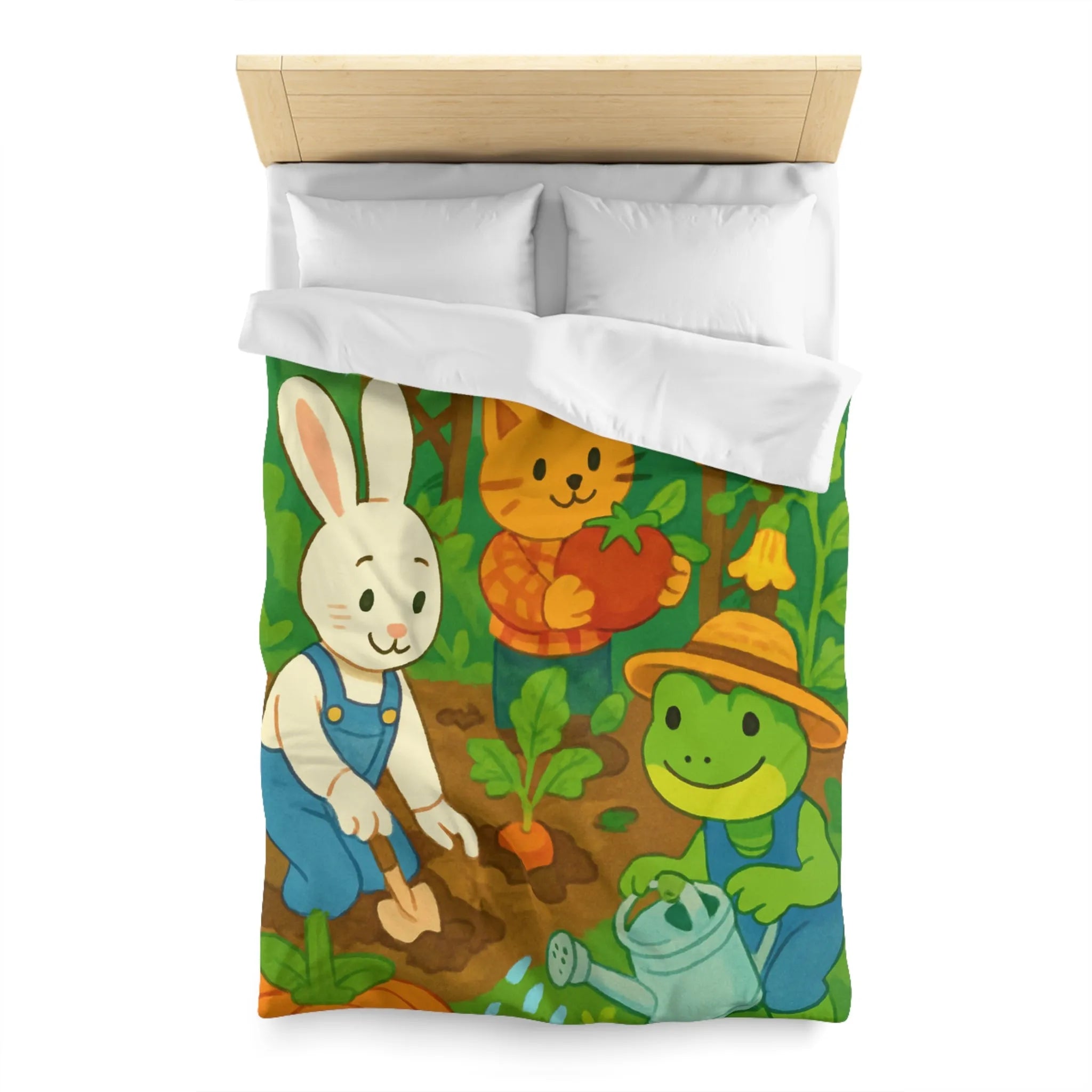 Housse de couette enfant avec animaux adorables jardiniers pour chambre thématique colorée