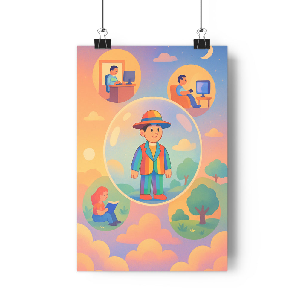 Poster décoratif stylisé multicolore moderne rêveur mural salon chambre ambiance nuageuse inspirant unique qualité