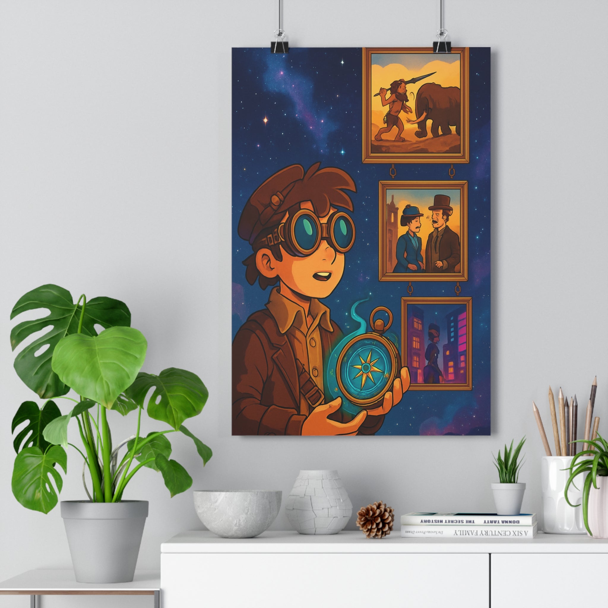 Poster décoratif steampunk couleur chaude aventure mystique salon cadre historique vintage moderne lumineux qualité