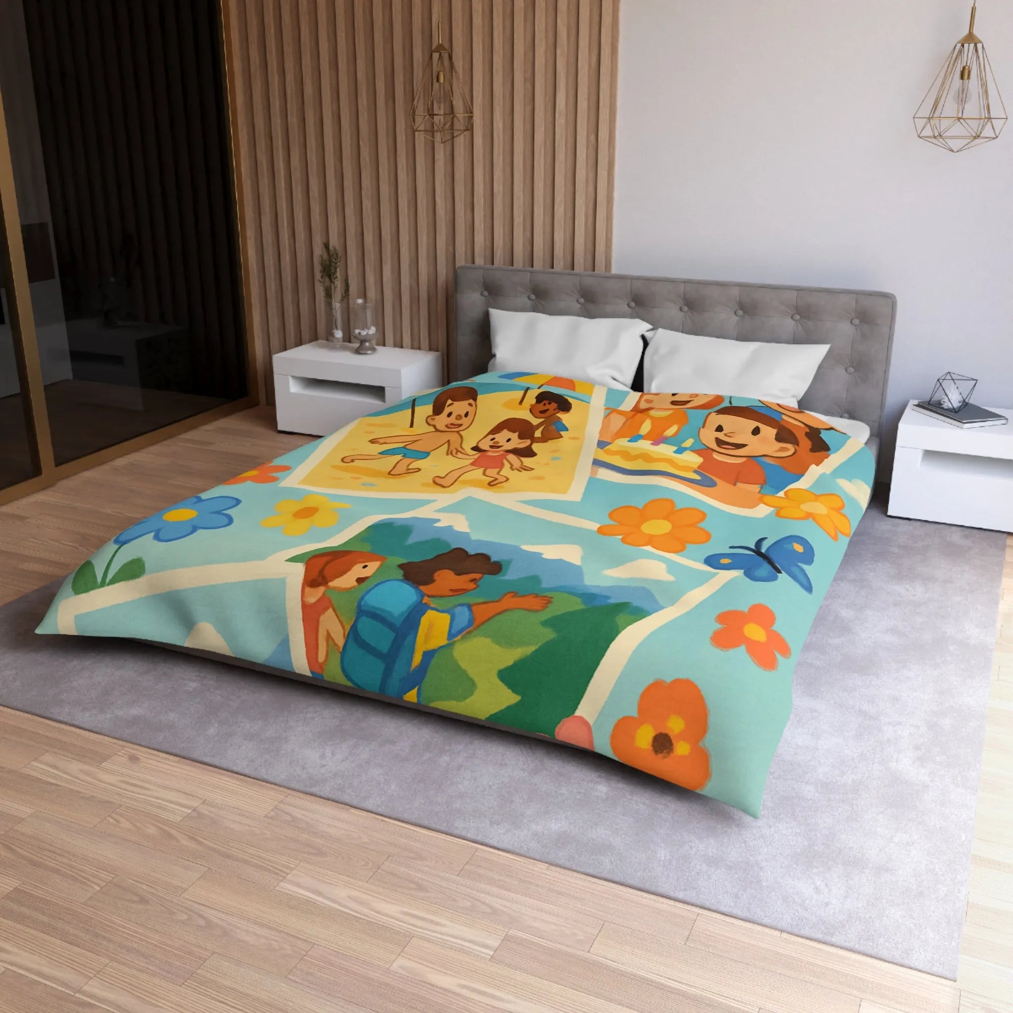 Housse de Couette Enfant : Aventures Ludiques en Été avec Amis et Nature