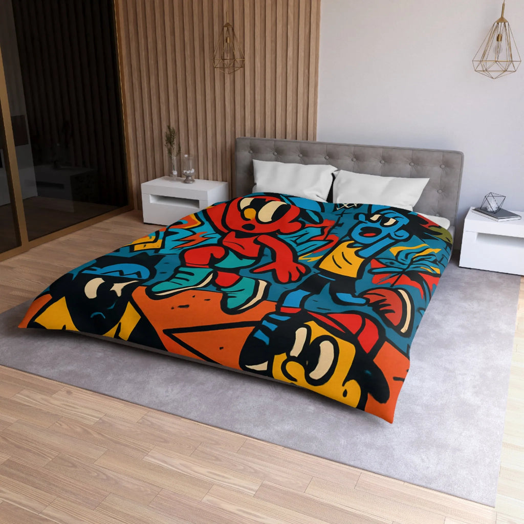 Housse de Couette Microfibre Art Graphique Contemporain Style Décoratif Chambre Tendance