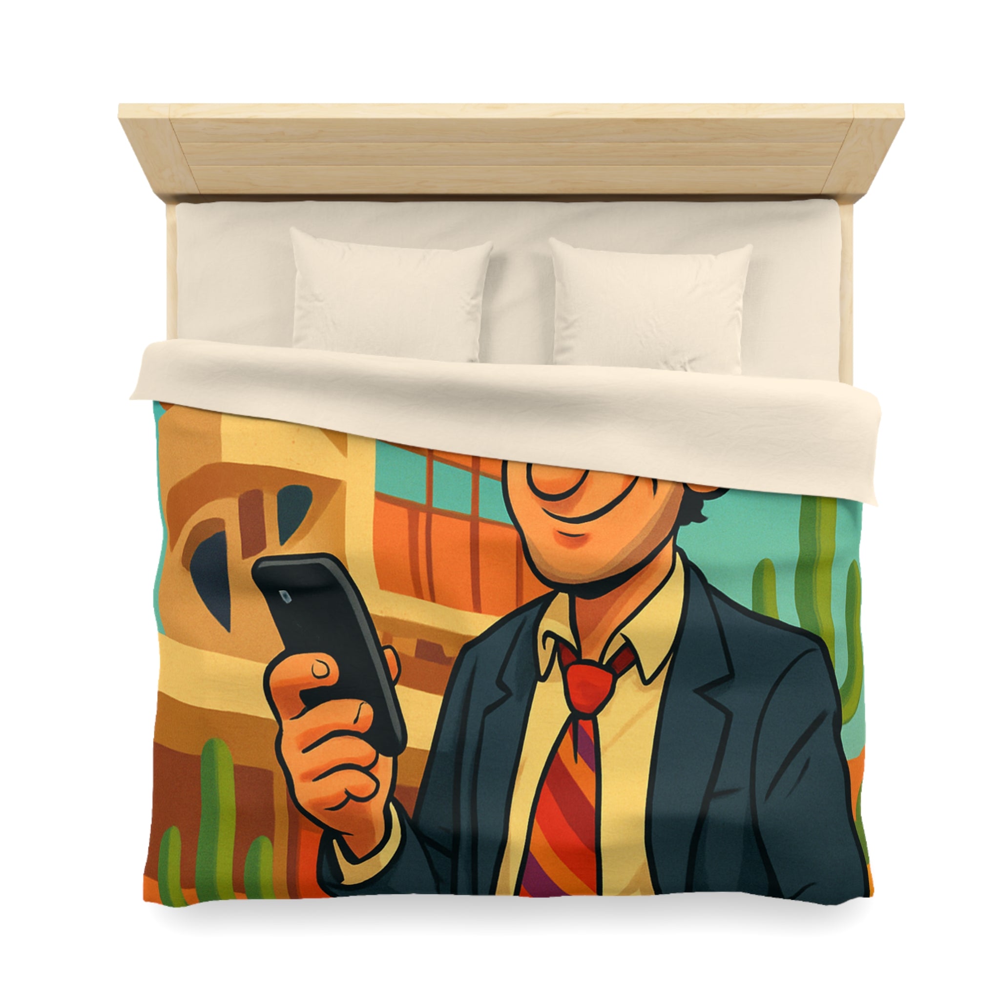 Housse de Couette Microfibre Illustration Unique Design Moderne Décoration Intérieure Raffinée