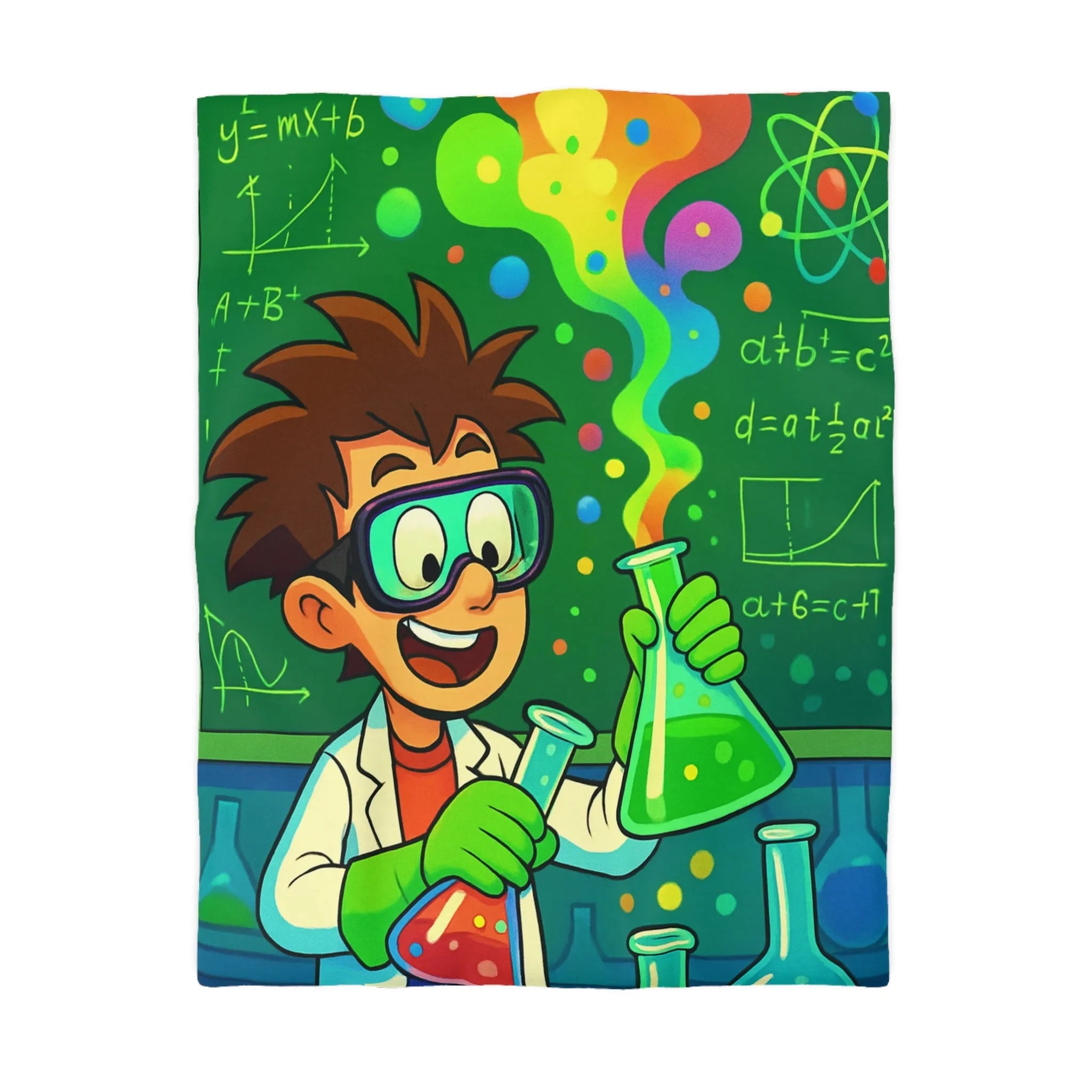 Housse de couette colorée pour enfants avec motif laboratoire scientifique amusant et éducatif