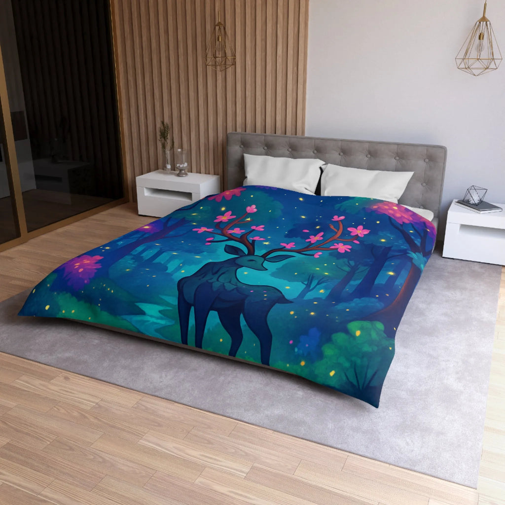 Enchantez votre chambre avec une housse de couette forêt féerique et cerf mystique