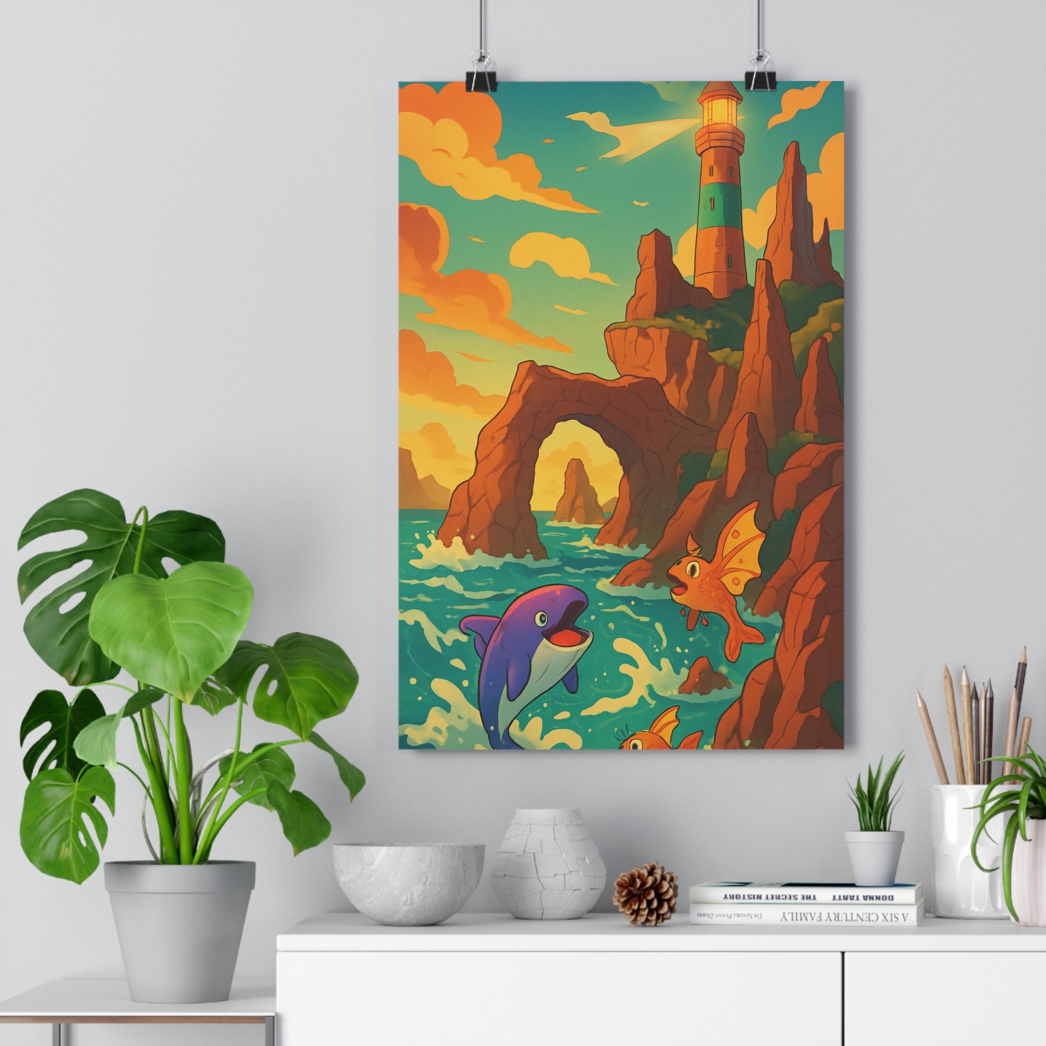 Poster décoratif animé fantastique côtier lumineux chambre enfant aventure joyeux coloré dramatique artistique chambre