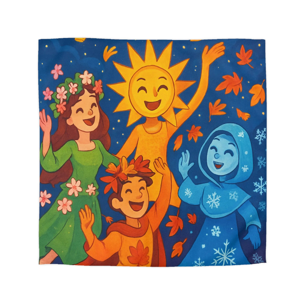 Housse de couette avec illustration festive des quatre saisons en harmonie colorée