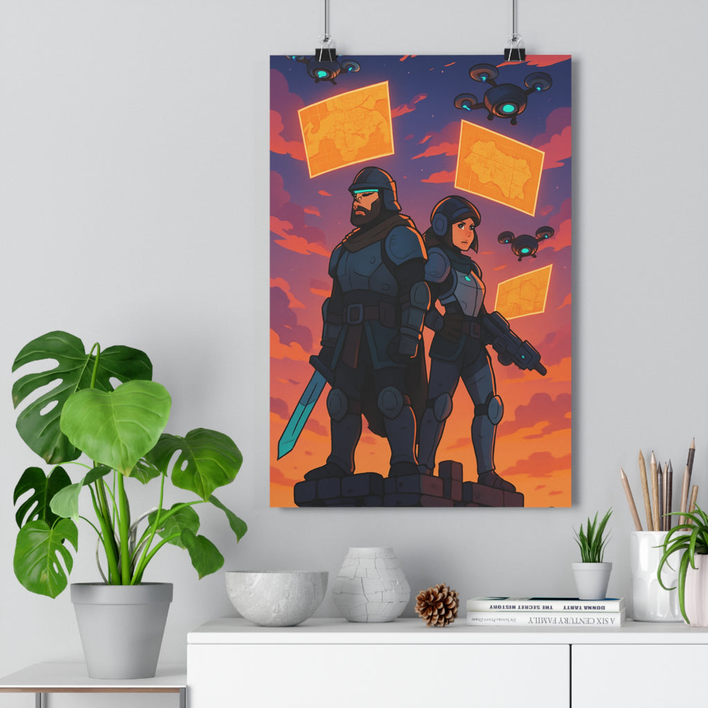 Poster décoratif futuriste animé orange violet mystique chambre gamer pop culture dynamique 30x46 qualité