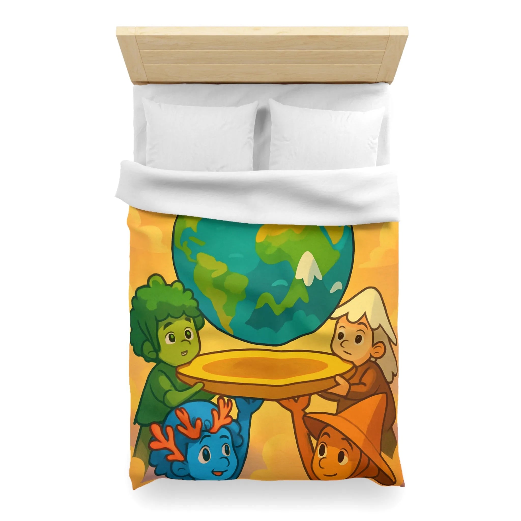 Housse de couette colorée représentant des enfants unis pour soutenir la planète Terre
