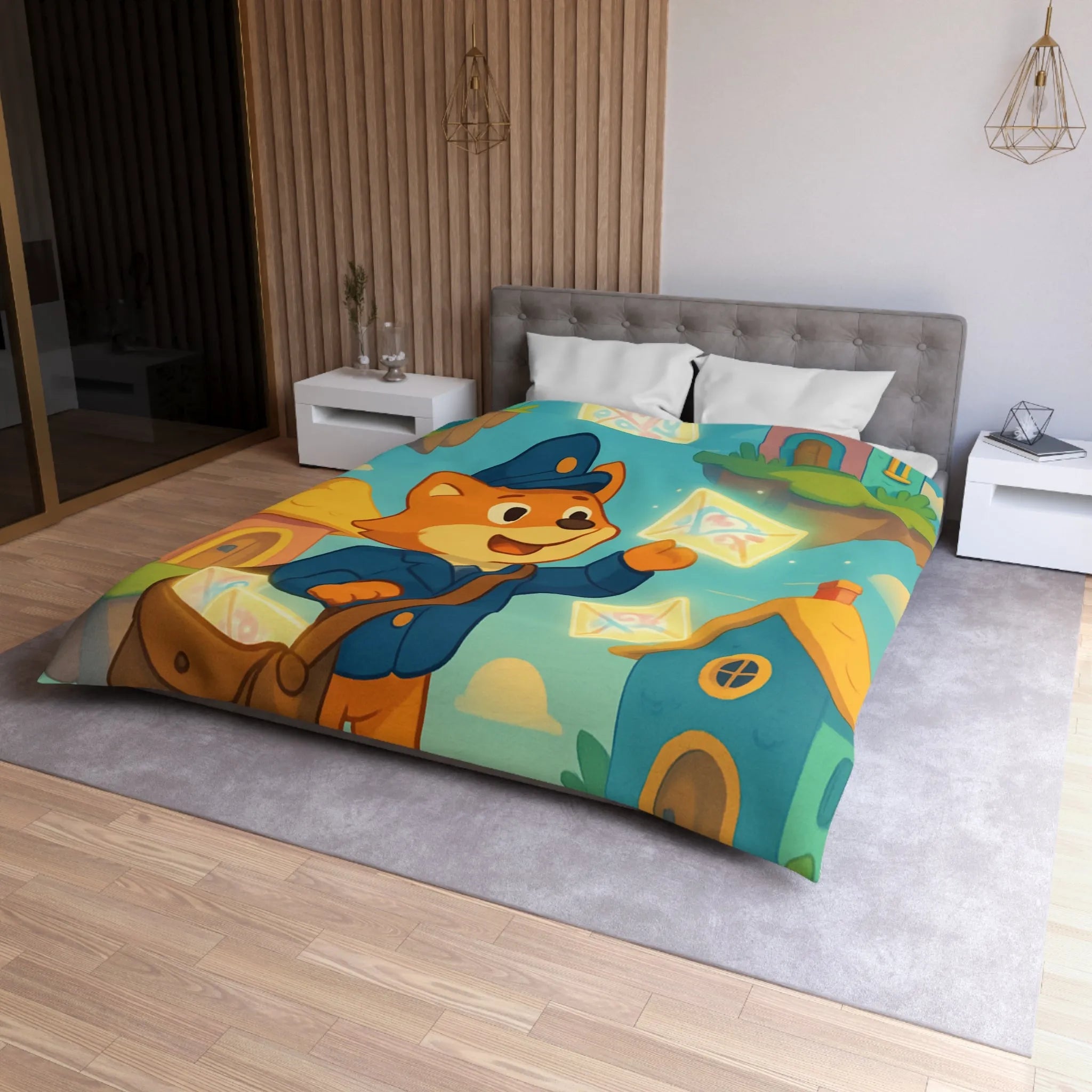 Housse de Couette Microfibre Art Graphique Contemporain Style Décoratif Chambre Tendance