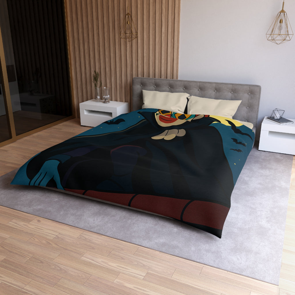 Masque Joker Coloré Sous Pleine Lune avec Chauves-Souris sur une Toiture Effrayante