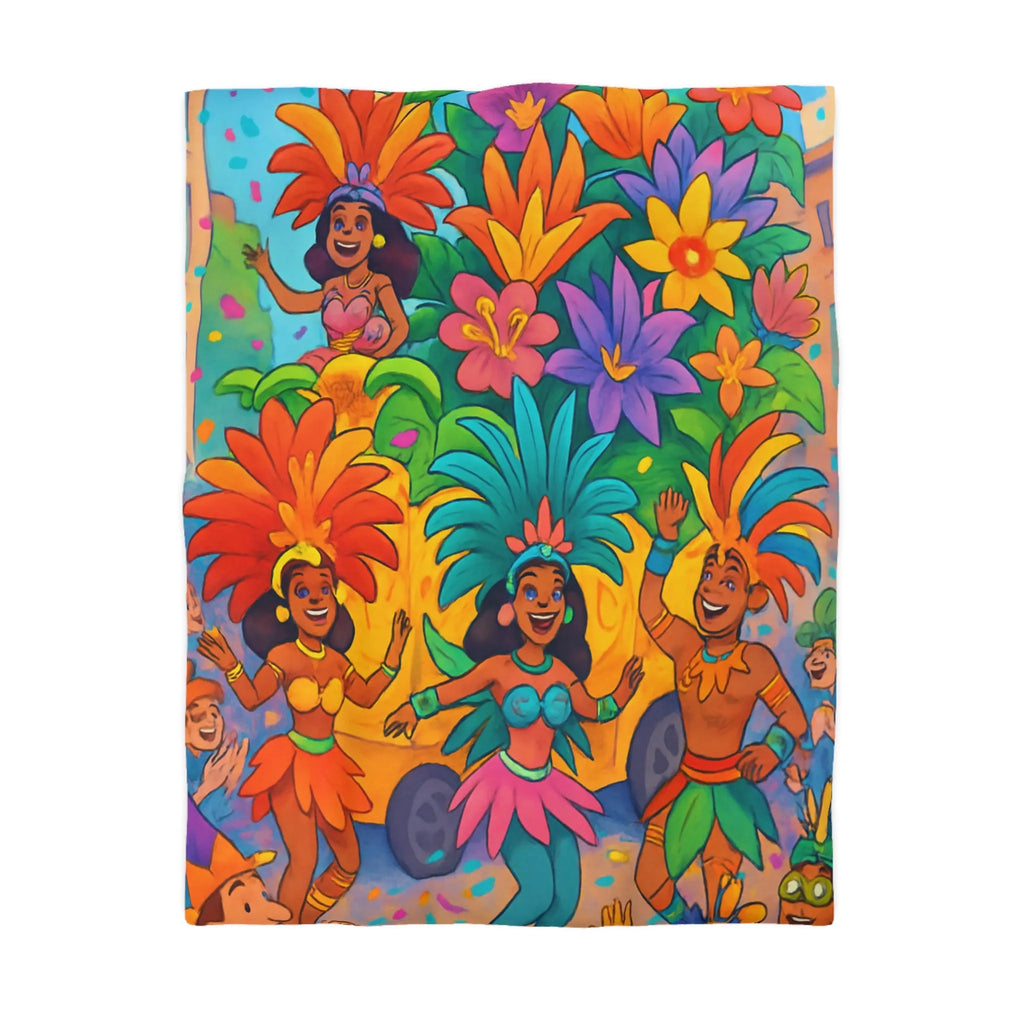 Housse de couette colorée avec danseurs et fleurs inspirée d'un carnaval tropical festif