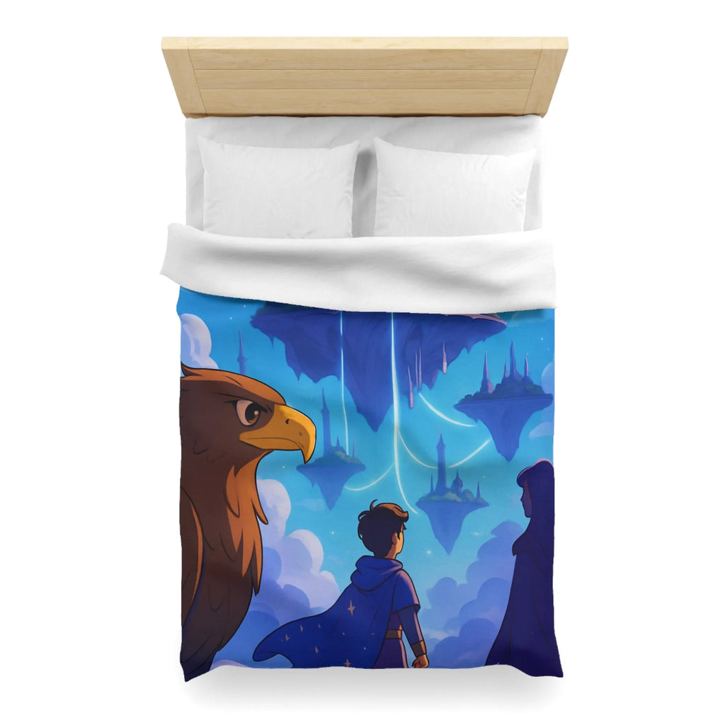 Épopée magique avec château flottant, ciel étoilé et créatures fabuleuses enchante une pièce