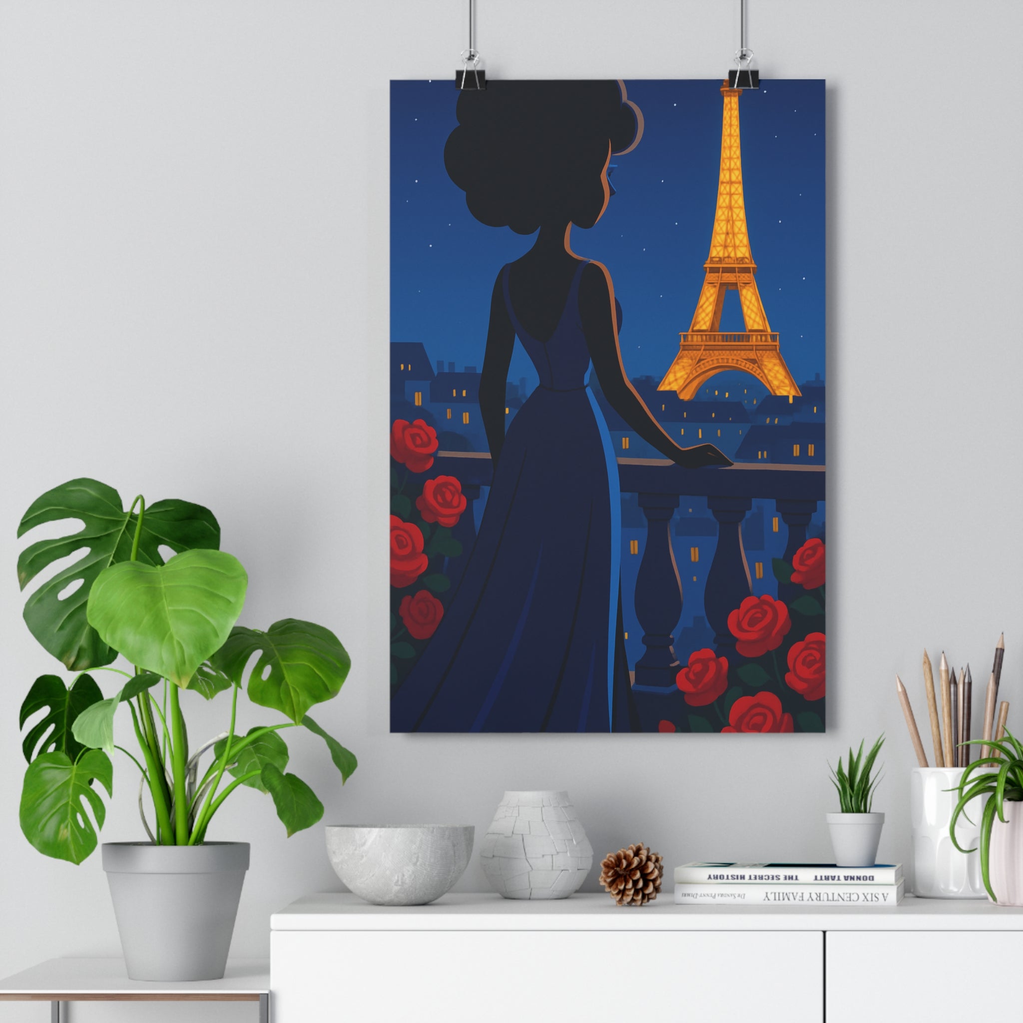 Poster décoratif romantique anime bleu rouge chambre salon élégant magique parisien art mural qualité