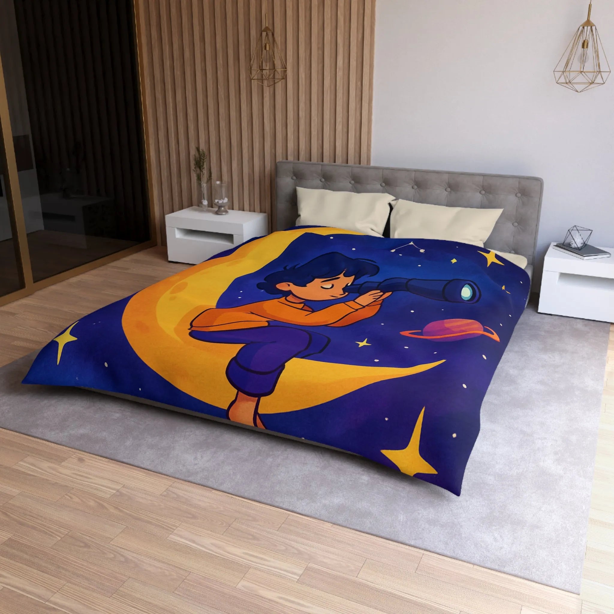 Envolez-vous avec notre housse de couette étoilée rêveuse et colorée pour enfants