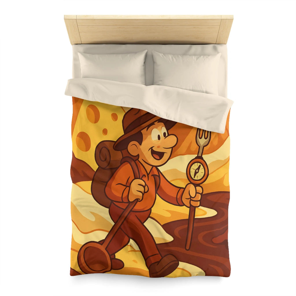 Housse De Couette Aventure Rétro Souvenirs Chocolat Montagne Désert Dunes Jaunes Illustration