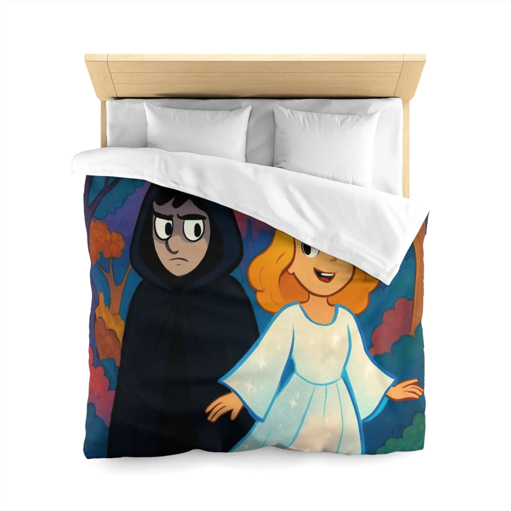 Housse de Couette Enchantée Forêt et Étoiles Enfantines avec Personnages Mystérieux