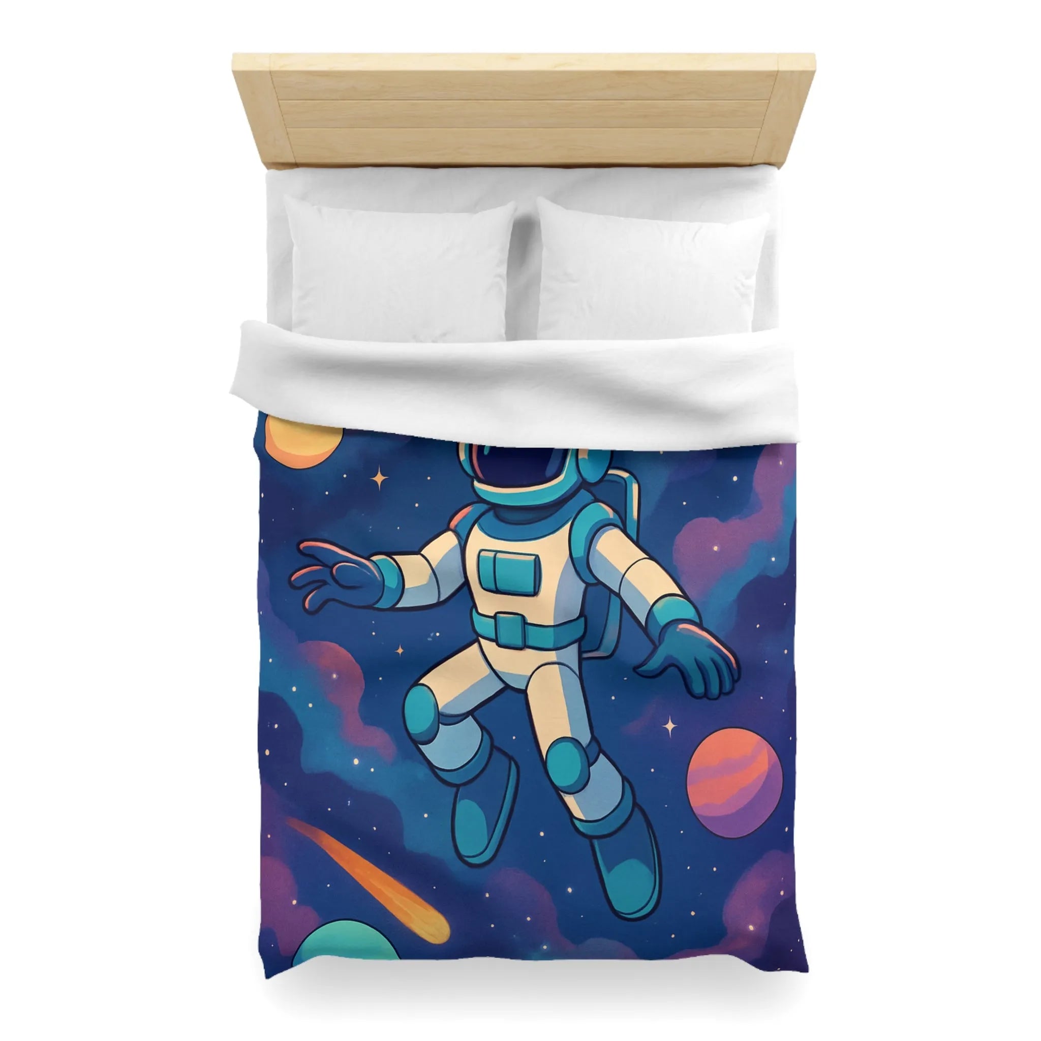 Housse de couette espace avec astronaute et planètes pour chambre d'enfant rêveuse