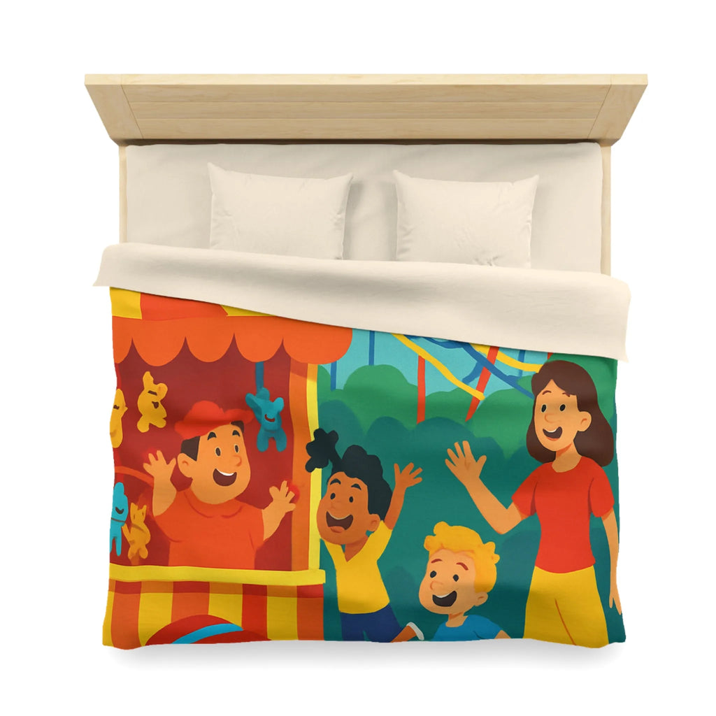 Housse de couette amusante pour enfants avec parc d'attractions coloré et joyeux