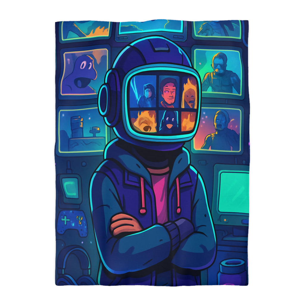 Plongée En Épopée Virtuelle Avec Dessins Animés Futuristes Pour Housse De Couette