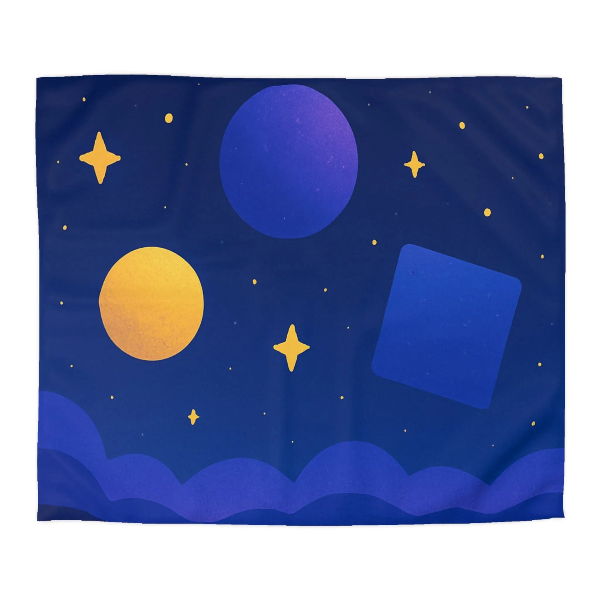 Housse de couette géométrique abstraite avec formes colorées et ciel étoilé nocturne