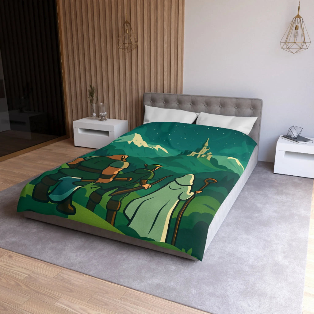 Housse de Couette Épique avec Chevaliers et Château pour Aventuriers Fantastiques Nocturnes