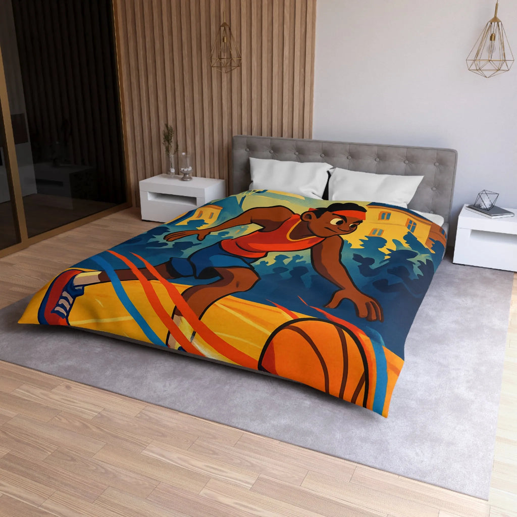 Housse de Couette Enfant Basket Rue Illustration Vibrante Style Bande Dessinée Jeune Esprit