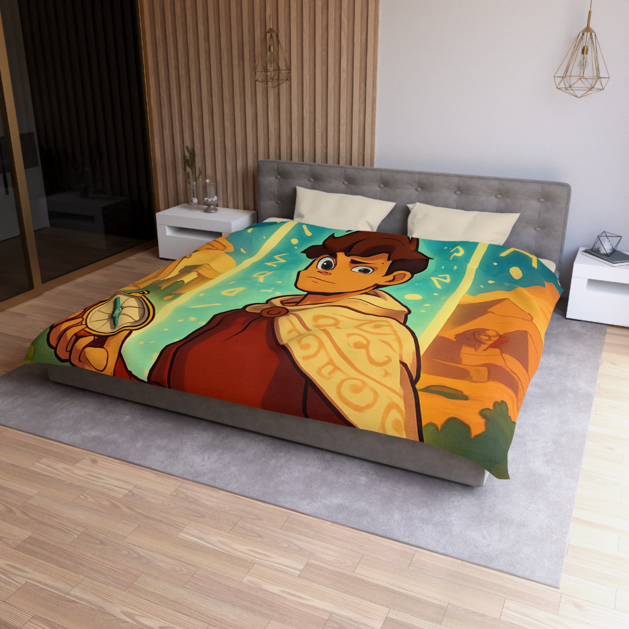 Housse de Couette Microfibre Design Artistique Moderne Décoration Chambre Confort Premium