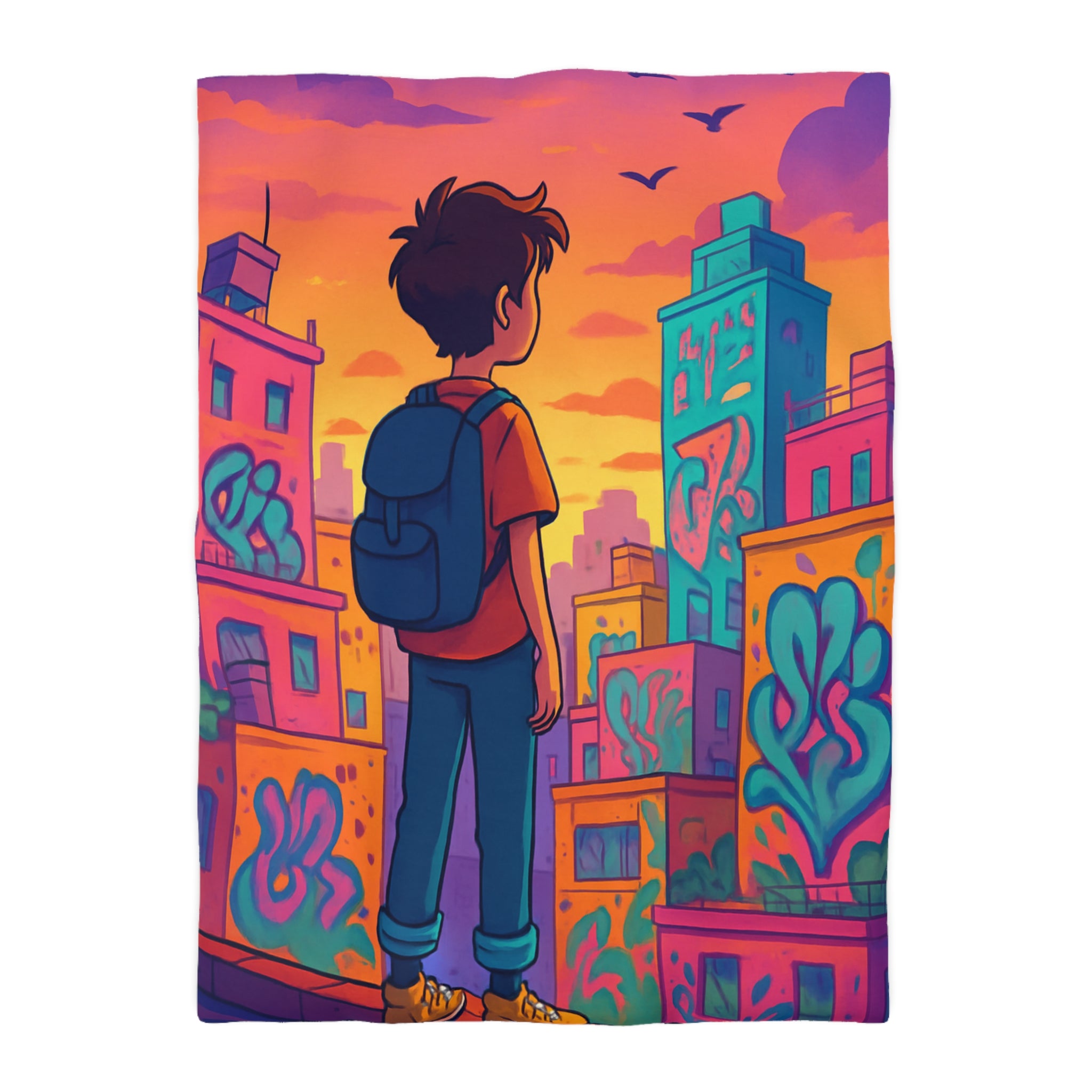 Housse de Couette Microfibre Design Artistique Moderne Décoration Chambre Confort Premium