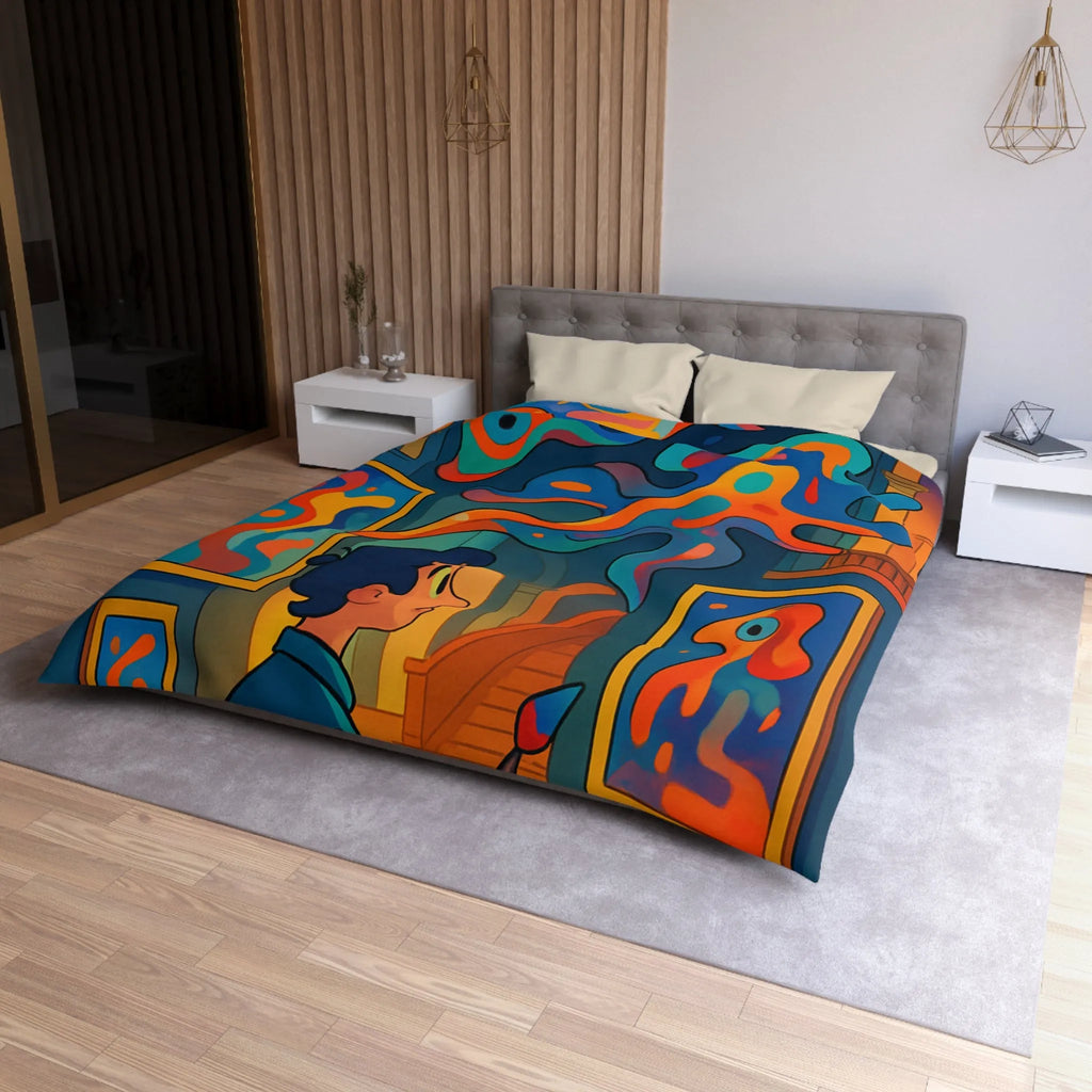 Housse de Couette Microfibre Art Graphique Contemporain Style Décoratif Chambre Tendance